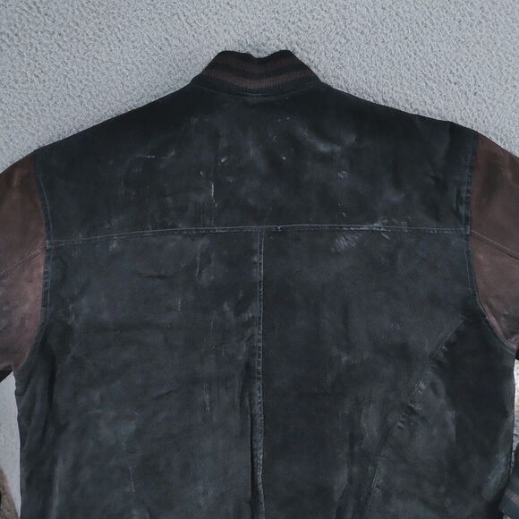 Vintage Seude Leather Varsity Jacket Mens XL Brown & Black Thick Lined - Picture 6 of 16